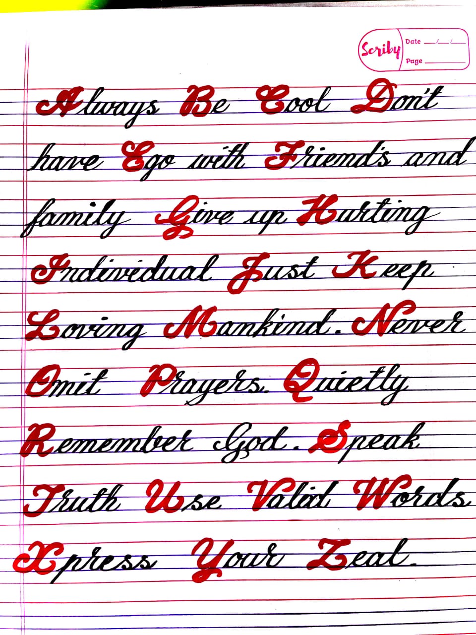 beautiful handwriting sample